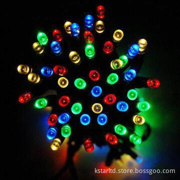 Solar-powered LED String with Colorful LED, Solar Panel, 10 Meters Long, 100 LEDs Per Set
